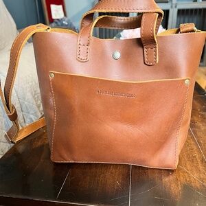 Portland Leather Goods Mini Crossbody Tote in Honey